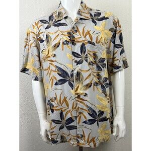 Vintage Hawaiian Shirt Havana Jacks Cafe Rayon Tropical Blue Large 90s Beachwear